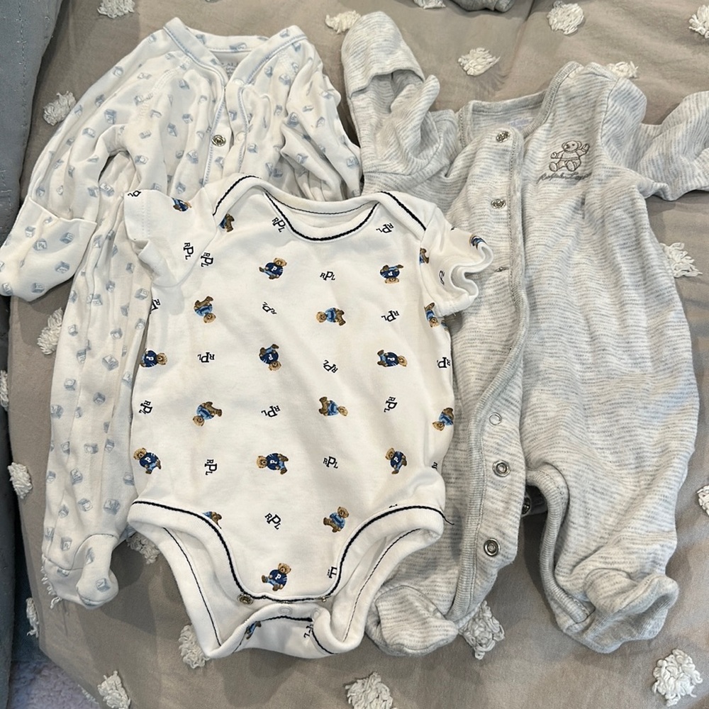 Ralph Lauren - 2 onesies & 1 bodysuit Newborn Size
